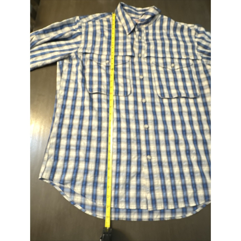 CC Filson Vented Long Sleeve Button Down Shirt Men Sz L Large Blue Plaid Pockets - Picture 7 of 8